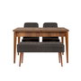 Hanah Home Vina 1053 - Conjunto de comedor extensible de 4 piezas, Nogal y Antracita